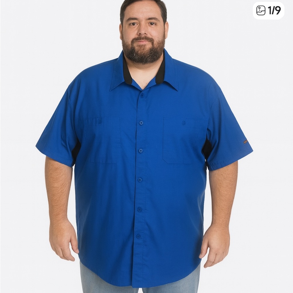 Red Kap Vibrant Blue Men's Casual Button Down Shirt